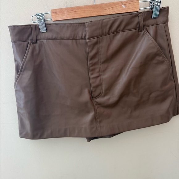 ZARA Faux Leather Skort in Brown size XL - Picture 1 of 8